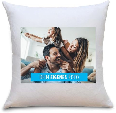 OWLBOOK® Personalisiertes Kissen mit Foto & Text Bedrucken Lassen | Foto Kissen selbst gestalten | Flauschiges Fotokissen 40x40 optional mit Füllung | Fotogeschenke zum Geburtstag Jahrestag