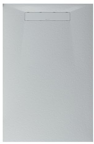 Bernstein Duschtasse LAVOA 90x160 cm Weiß matt flache Mineralguss-Duschwanne in Steinoptik mit Rutschhemmung, zuschneidbar, UV-beständig, hygienisch und inklusive Ablaufgarnitur sowie drehbarem Siphon