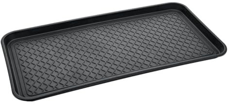 SameeHome Bandeja de de zapatos con (76,2 x 38 x 3,1 cm), zapatero impermeable, alfombrilla para zapatos para exteriores, jardín, color negro, fácil instalación, fácil de usar