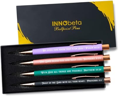 INNObeta Christian Gift, Ballpoint Pen Set of 4, Spiritual & Encouragement Inspirational, Religious Gifts with Bible Verses
