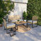 casa.pro Set Mobili da Giardino Tavolino con Piano in Legno 2 Poltrone e Divano in Polyrattan con Cuscini Arredo da Esterno Set Salottino da Patio Balcone Terrazzo - Nero/Beige