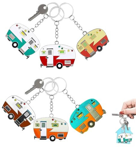 TJYAEKLTD Porte-clés de caravane, paquet de 6 accessoires de porte-clés de camping-car Happy RV pratiques et élégants, porte-clés de camping pour les amoureux (Multicolor)