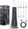 AUIEI Irrigador Dental, Irrigador Bucal Portatil Inalámbrico Profesional 8 Boquillas 5 Modos, USB Recargable Para Limpieza de Dientes, IPX7 Impermeable 300ML, Para Hogar y Viajes (Negro)