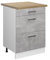 Vicco Küchenunterschrank R-Line, Beton/Weiß, 60 cm mit Schubladen, AP Eiche