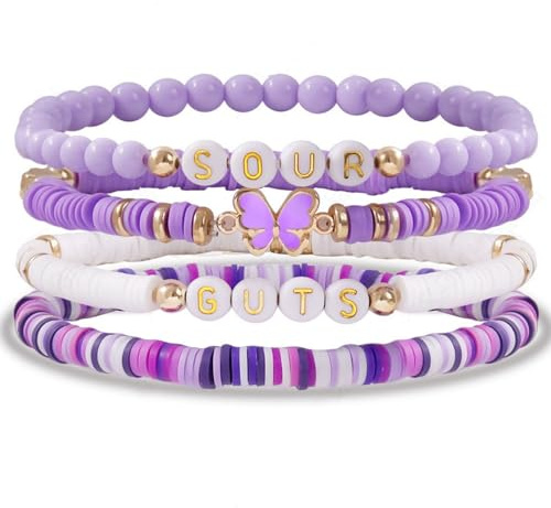 AITELEI Olivia Bracelets Set for Women GUTS/SOUR Album Concert Inspired Bracelet Sets Gifts Soft Pottery Bracelet Jewelry Handmade Friendship Stretch Bracelets for Music Singer Fans