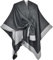 Poncho Damen Strick Reversibel Cape Decke Elegant Warme Schultertuch Gestrickter Schal Mantel für Frühling Herbst（Schwarz Gris）