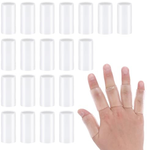 JJUNW 20 Stück Silikon Fingerschutz, Weiß Gel Fingerlinge, Fingerschutz Unterstützung Elastisch Fingerverbände Wasserdicht für Handekzeme Fingerknacken Fingerarthritis Arbeit Sport Hausarbeit