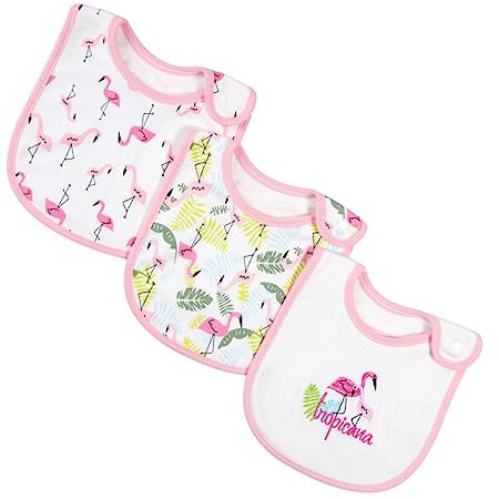 TOYANDONA 3stücke Teiliges Aus Baumwolle Mit Flamingo Muster Saugfähig Verstellbar Durch Druckknopf Leicht Waschbar Für Neugeborene Und Junge Mädchen Beim Füttern Und Sabbern