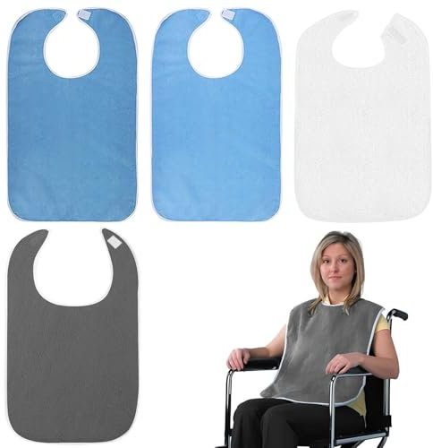 Katyjun 4 Stück Latz für Senioren, Waschbar Verstellbare Erwachsenen Lätzchen