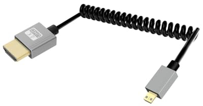 YANBORONSN 4K Micro HDTV Coiled Cable,Short Spring Spiral Micro HDTV,HDTV2.0 Cable Supports 4K@60Hz 18Gbps,for Camera,TV,Tablet (2.2Ft)