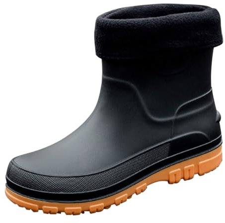 Lugs Stivali da lavoro da uomo Primavera Estate Autunno e Inverno a maniche corte Cotone Staccabile e Lavabile Outdoor Moda Lavoro Pesca Lavaggio Auto Cucina Antiscivolo Caldo Stivali da pioggia Pelle