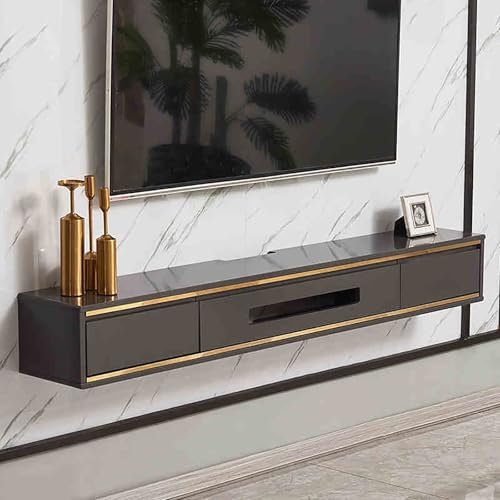 Moderna consola flotante para TV con cajones y agujero para cable, consola de medios montada en la pared, mesa de estante para sala de estar