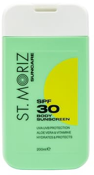 St Moriz Suncare SPF 30 Body Sunscreen | UVA & UVB Protection SPF 30 Daily Use Moisturising Sunscreen Body Lotion with Aloe Vera & Vitamin E | Dermatologically Tested | Vegan | Cruelty Free | 200ml