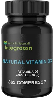 Vitamina D 2000 UI da Lichene - Adatto a Vegetariani 365 Compresse 50 mcg - Integratore per Rafforzare il Sistema Immunitario e le Ossa NATURAL VITAMIN D3
