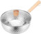 Cacerola tradicional japonesa, olla antiadherente de acero inoxidable, cacerola martillada con mango de madera y tapa de cristal, 18 cm