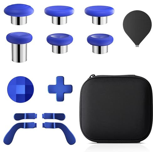 Accessories for Xbox Elite 2 Controller, TanReginal 13 in 1 Metal Thumbsticks Replacement Accessory Kit for Xbox Elite Series 2 Controller Core, 6 Swap Joysticks, 4 Paddles, 2 D-Pads, 1 Tool(Blue)