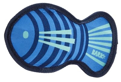 Barkbox BARK Super Chewer Fish Dog Toy, Blue Rubber, Medium Size