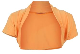 Easy Young Fashion Damen Bolero Jäckchen Kurzarm - elastisch & figurbetont - Basic Schulterjacke - weiche Open Front Jacke 3009 - (Apricot)