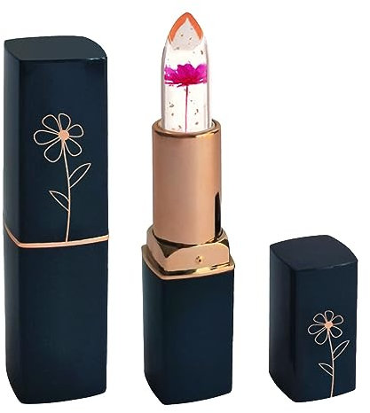 Butyric Acid Against Mole Dark Blue Tube, Transparent Dried Lipstick, Gold Leaf Jelly, Colour Changing, Moisturising Lip Balm, Tea Tree Oil Lip Care (B, One Size)