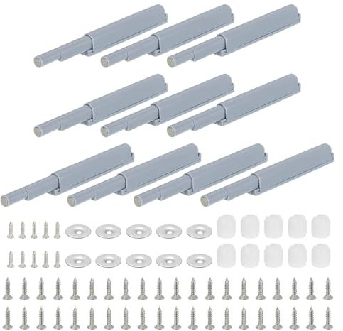 QUARKZMAN Amortisseur Porte Placard à Fermeture Douce, 10 Ensemble Push to Open Amortisseur de Porte d'Armoire Magnétique d'Ouvre-Porte Avec Vis de Remplacement, pour Portes d'Armoire Gris
