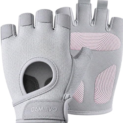 CAMBIVO Fitness Handschuhe Damen Herren, Gym Handschuhe mit Gepolsterter Handfläche, Atmungsaktive Trainingshandschuhe Herren Damen mit Rutschfestem Griff für Training, Radfahren, Klimmzüge