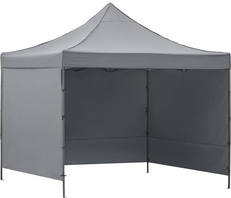 faltpavillon 3x3m wasserdicht höhenverstellbar stahlgestell mit 3 seitenteilen und Tragetasche gartenpavillon Oxford 420d wetterfest festzelt partyzelt für terrasse Camping – SPRINGOS® (Grau)