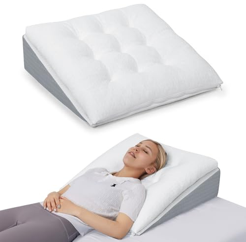 GOFORIT Coussin triangulaire pour lit et canapé, surmatelas en mousse à mémoire de forme individuellement ajustable, cale-matelas, grand coussin de lecture pour surélévation du sommeil, coussin dorsal
