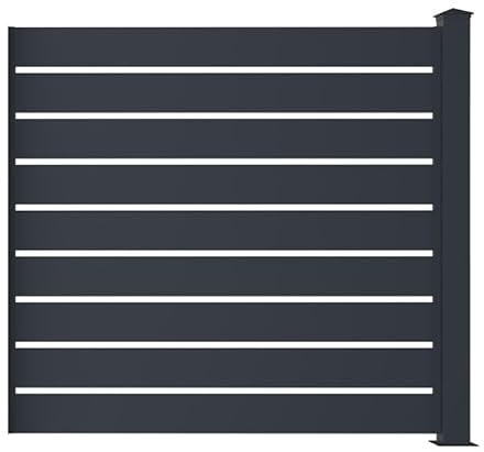X-Metal Clôture Ajourée en Aluminium Anthracite | Panneau 190xH80cm avec Poteau | Découpable, Installation Facile | Résistante et Sans Entretien