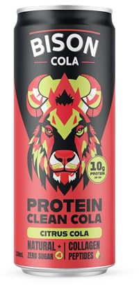 Nexba Bison Protein Citrus Cola, 330 ml (Pack of 12) | 10 g Protein, Natural Caffeine, Sugar Free