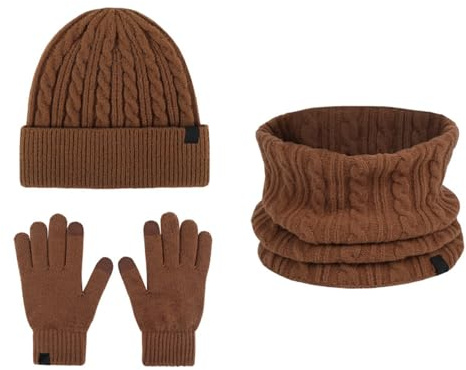 2026 Kinderhandschuhe, Mütze, Schal und Handschuhe, modisch, Outdoor, Baby, warm, dreiteilig, braun, Einheitsgröße
