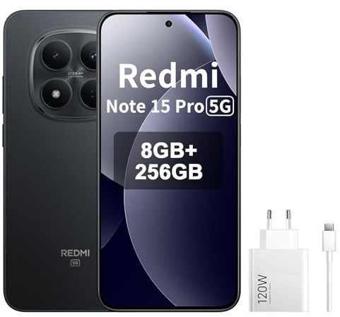 XIAOMI Redmi Note 15 Pro 5G Smartphone 8+256GB - Batería 6580mAh IP66/IP68 Protección contra el polvo y el agua, nueva cámara de 200 MP, pantalla AMOLED de 6,83 pulgadas, color negro, incluye 120 W