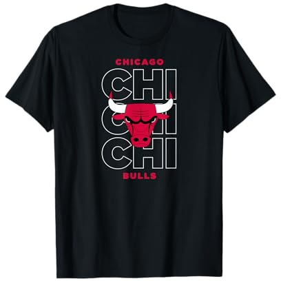 NBA - Aufgestapeltes Stadt-Logo der Chicago Bulls T-Shirt