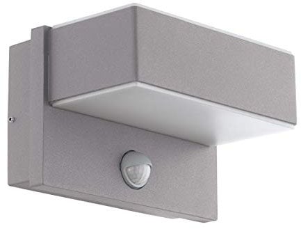 EGLO LED Außen-Wandlampe Azzinano, 2 flammige Außenleuchte inkl. Bewegungsmelder, Sensor-Wandleuchte aus Metall in Silber und Kunststoff in weiß, IP44