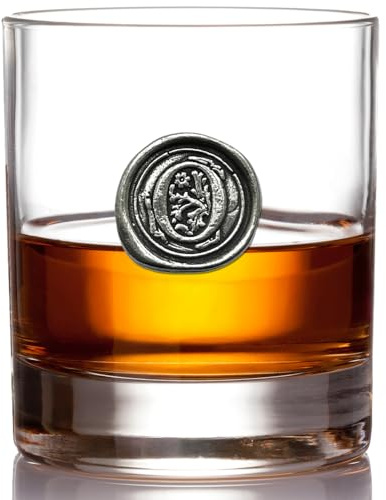 English Pewter Company 11oz Whisky Glass Tumbler with Monogram Initial - Personalised Gift with Your Choice of Initial (O) [MON115]