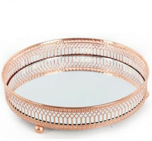 Set Of 2 Bronze Mirror, Copper Candle Plate - Perfect To Decorate Your Home, Office & Bedroom With This Antique Design Candle Holder | Can Also Be Used As | Size - 28CM
