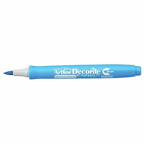 Artline 'Decorite' Metallic Blue Brush Marker Pen for Card, Glass, Metal and Plastic