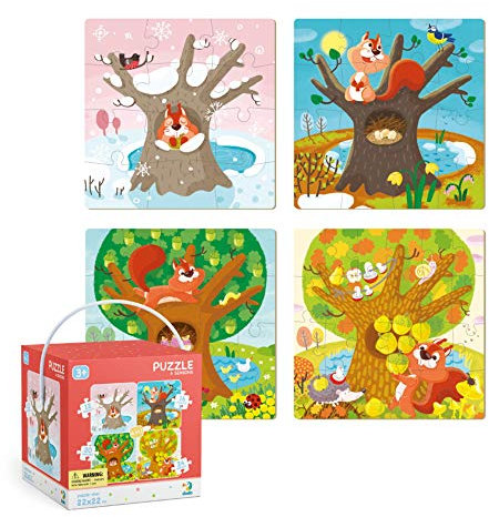4 in 1 Jigsaw Puzzles (12, 16, 20, 24 Pieces) for 3 Year olds 4 Seasons Dodo Children Early Learning Educational Gift for Boys and Girls