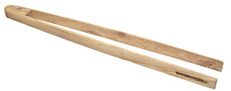 NATUREHOME Olivenholz Grillzange natürliches Grillbesteck Holz Küchenzange - 45 cm mediterane Zange zum Kochen Grillen Braten