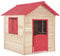 vidaXL Tannenholz Kinderspielhaus mit 2 Fenstern Stelzenhaus Garten Baum Turm Holzhaus Gartenhaus Baumhaus Spielhaus für Kinder Rot 107x128x128cm