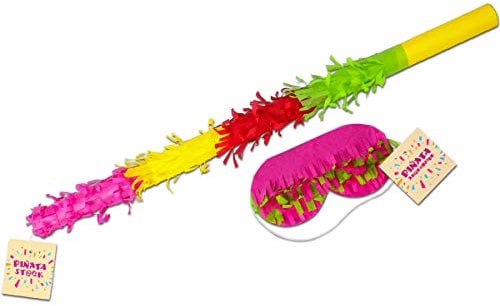 Pinata Zubehör Set, Pinata Stab + Augenmaske, Geburtstag Spiel Augenbinde für Kinder und Erwachsene Stab zum Zerschlagen