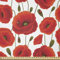 ABAKUHAUS Mohn Stoff als Meterware, Floral Blossom Spring, ausdehnbar mit Elestan für Heimwerkarbeiten und Näharbeiten, 2Meters, Orange Grün