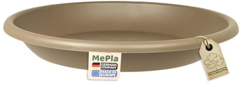 MePla Blumentopf-Untersetzer für Pflanzkübel Cilindro - runder Kunststoff-Unterteller - wetterfestes Pflanzgefäß - UV-beständig - Ø 12 cm (Innen: ø 9,4 cm) - Taupe