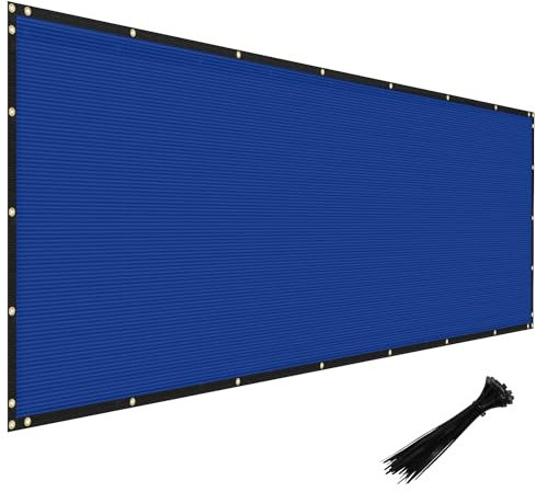 Windscreen4less 5' x 50' Privacy Fence Screen in Blue with Bindings & Grommets 85% Blockage for Chain Link Fence Windscreen Outdoor Mesh Fencing Cover Netting Fabric
