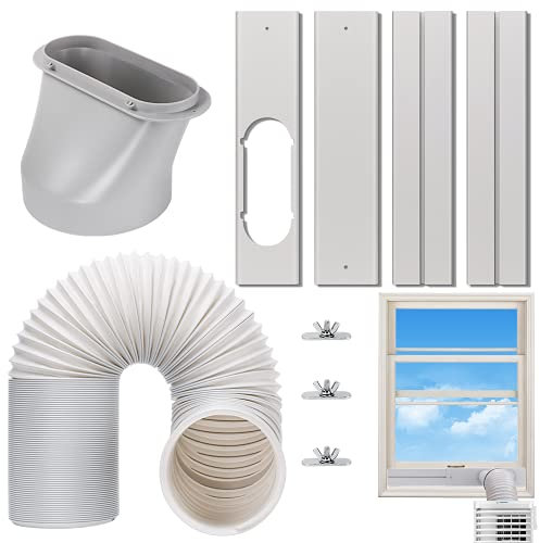 Kxuhivc Kit di sfiato portatile per finestra del condizionatore d'aria, guarnizione regolabile con diametro di 15 cm, tubo di scarico lungo 198,7 cm per unità A/C universale per finestre scorrevoli