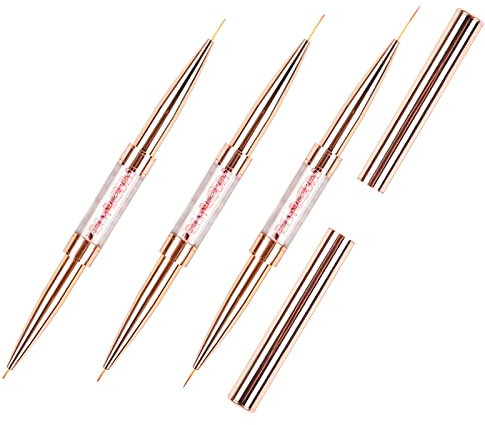 Nagel Art Liner Pinsel, Acryl Nagel Bürsten Nailart Pinsel Set UV Gel Dual Nail Art Liner Brushes Maniküre Salon Tools mit Mehrere Größen 5mm/7mmm/9m/11mm/14mm/19mm (Gold)