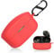 Dasbulk Compatible with Sony WF-1000XM4 Case, Soft Silicone Shockproof Protective Case Cover [Front LED Visible][Support Wireless Charging] with Carabiner, Red