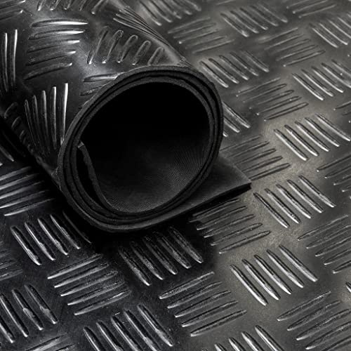 Vivol Tapis en caoutchouc, tôle antidérapante de 3 mm d'épaisseur - Largeur 160 cm - Vendu au mètre - Presque inodore