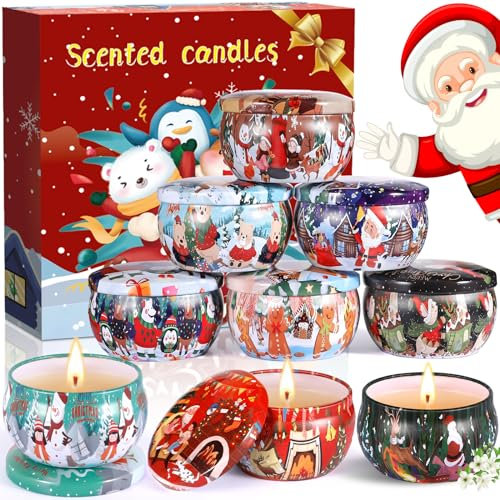 AMAYGA Duftkerzen Geschenkset,9 Stück SojaWachs Aroma Kerzen,Aromatherapie-Kerze,Duftkerze Natürliches Aromen von Rose Zitrone Labendel für Weihnachten,Geburtstag