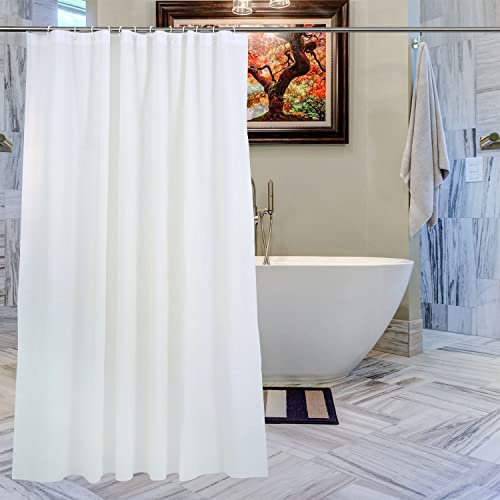 WedDecor Shower Curtains Mould Proof Resistant, Waterproof PEVA Shower Curtain Heavy Duty Bathroom Curtains, With 12 White Plastic Hooks, 180cm x 180cm, Ivory