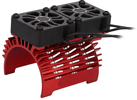 Ventilateur Moteur sans Balai RC, Double Ventilateur, 40-42 Mm, Aluminium, Dissipateur Thermique de Voiture RC pour Voiture Télécommandée 1/8(Rouge)